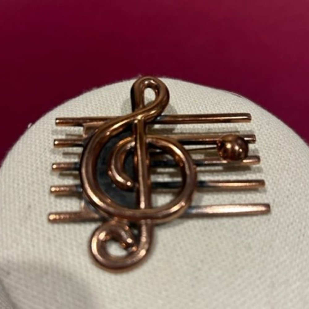 VTG RENOIR Copper Musical Note BROOCH - Picture 5 of 7